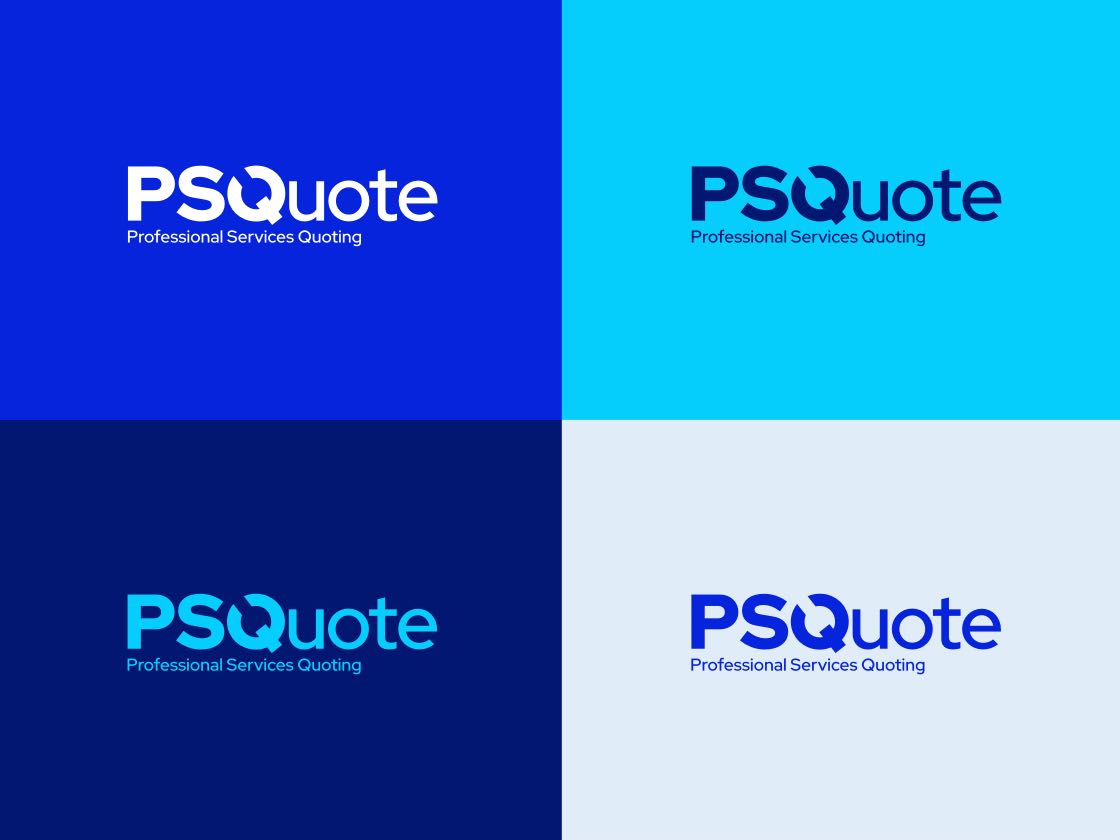 PSQuote logo with different shades of blue